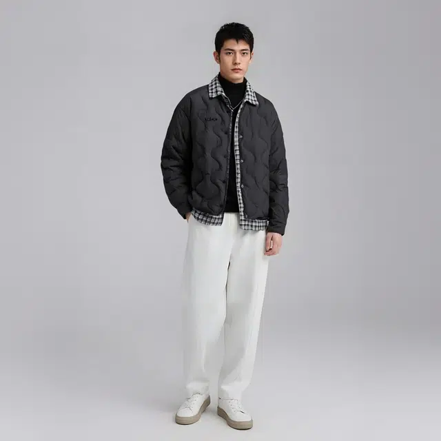 雅鹿优选 假两件翻领时尚百搭长袖保暖羽绒服 男款