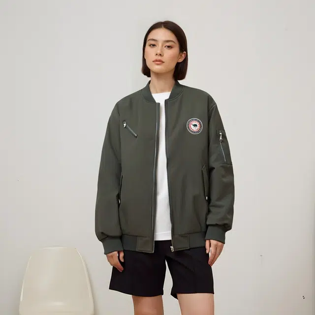 敦煌博物馆  美式复古徽章刺绣工装飞行员夹克宽松休闲加厚保暖大码棒球领棉服 男女同款