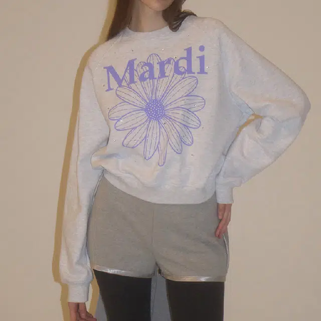 MARDI MERCREDI FW24 RAGLAN FLOWERMARDI STONE EMBELLISHED_HEATHER PURPLE