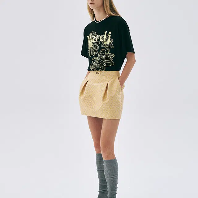 MARDI MERCREDI TSHIRT TRIPLE FLOWER_BLACK LEMON SS25T