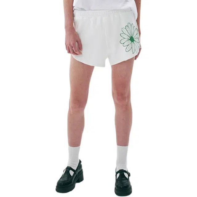 MARDI MERCREDI SS25 MINI SWEAT SHORTS FLOWER_WHITE GREEN