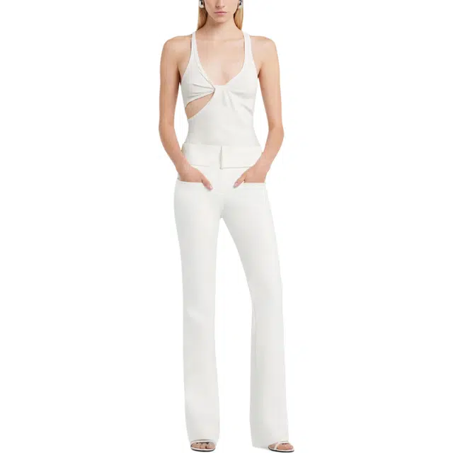 COURREGES SS25 BELTED HERITAGE PANTS Heritage White
