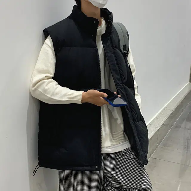 寻星记 美式潮流宽松保暖休闲百搭立领夹棉外套马甲 男女同款