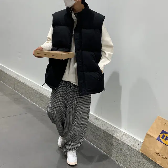 寻星记 美式潮流宽松保暖休闲百搭立领夹棉外套马甲 男女同款