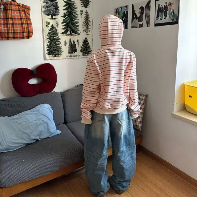 地界二 韩系潮流多巴胺风格拼接撞色连帽舒适亲肤保暖开衫上衣卫衣 男女同款