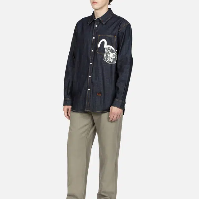 EVISU Daicock Print Relax Fit Denim Shirt