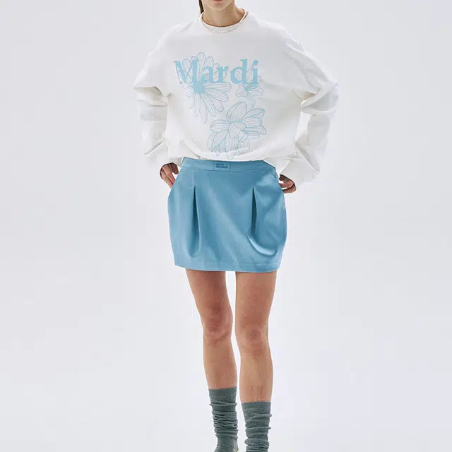 MARDI MERCREDI SS25 SWEATSHIRT TRIPLE FLOWER_WHITE SKY