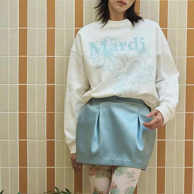 MARDI MERCREDI SS25 SWEATSHIRT TRIPLE FLOWER_WHITE SKY