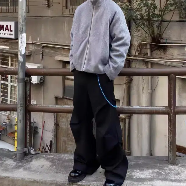 黑衣先生 小众褶皱西裤微喇叭阔腿西装裤 男女同款 黑色
