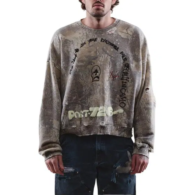 Paly Hollywood SS25 EMOTIONAL PAIN CAMO CREWNECK