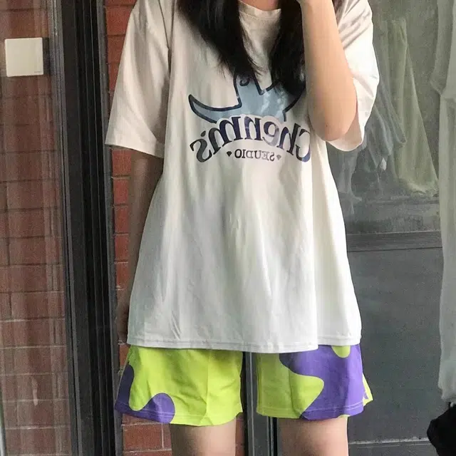 豹了个猫 美式街头搞怪小众卡通印花宽松百搭休闲短裤 男女同款