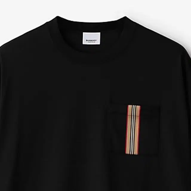 Burberry SS24 Striped Applique Crewneck T-Shirt Black