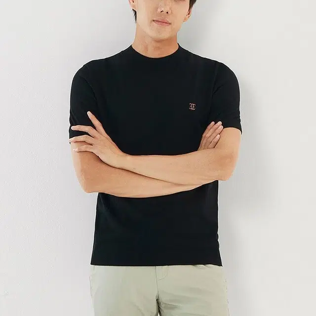 爱登堡 纯色修身短袖衬衫 男款