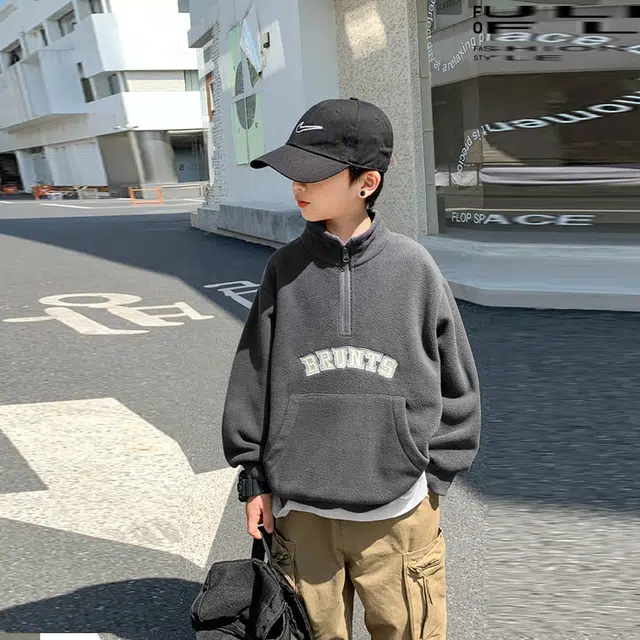 左西 童装 字母设计休闲简约加厚卫衣 男童