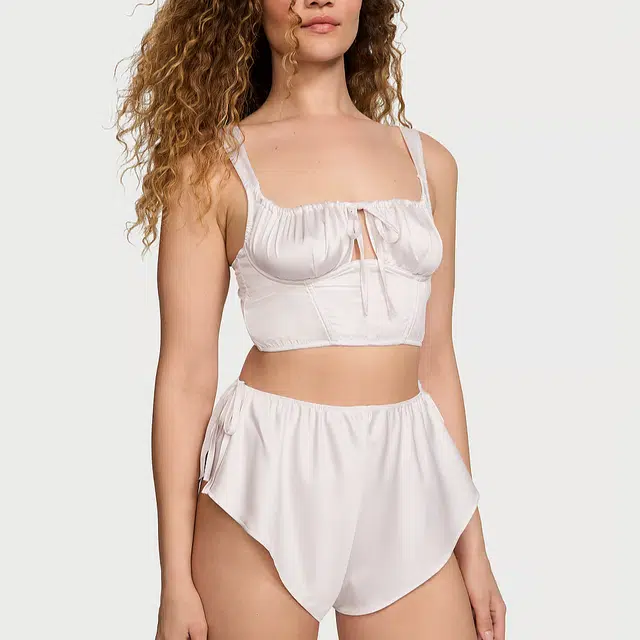 Victoria's Secret DISCOVER Satin Corset Top Shorts SetCW