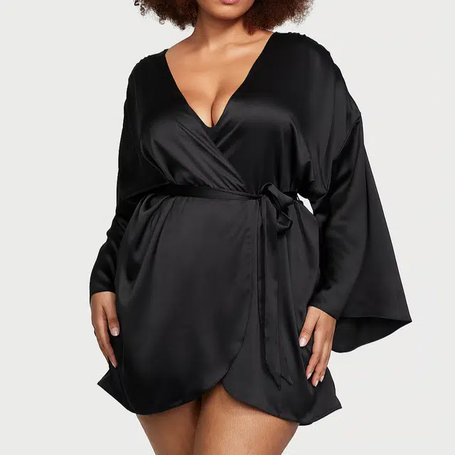 Victoria's Secret Bride Embellished Satin Short RobeBlack