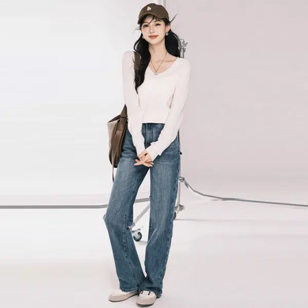 美洋 机洗扬子纱菠萝针肌理长袖针织衫 女款