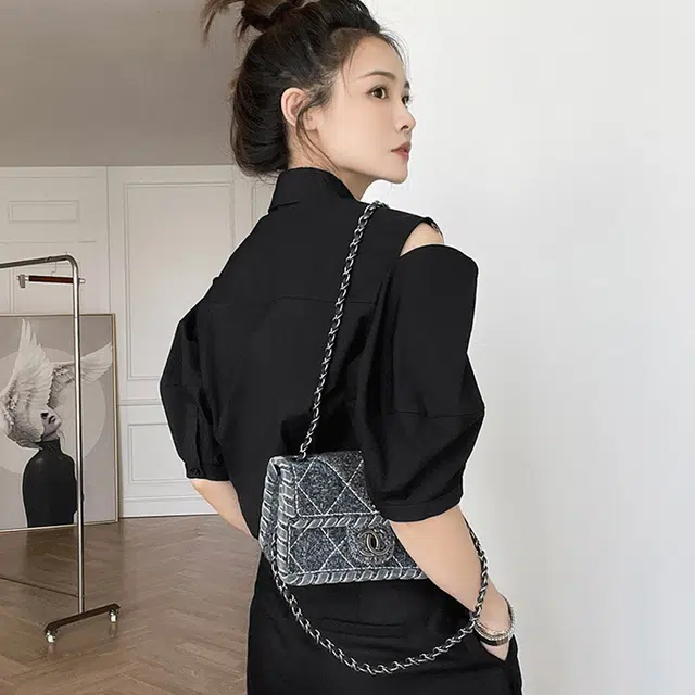 美洋 立体镂空通勤纯色修身五分袖衬衫 女款 简黑