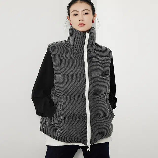 美洋 拉链立领街头羽绒服 女款 岩石灰