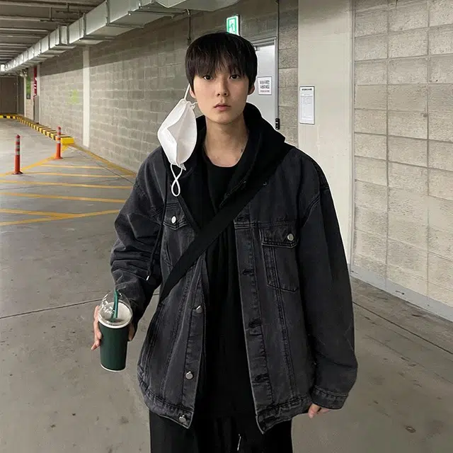 港仔文艺男 纯色单排扣翻领夹克外套 男款