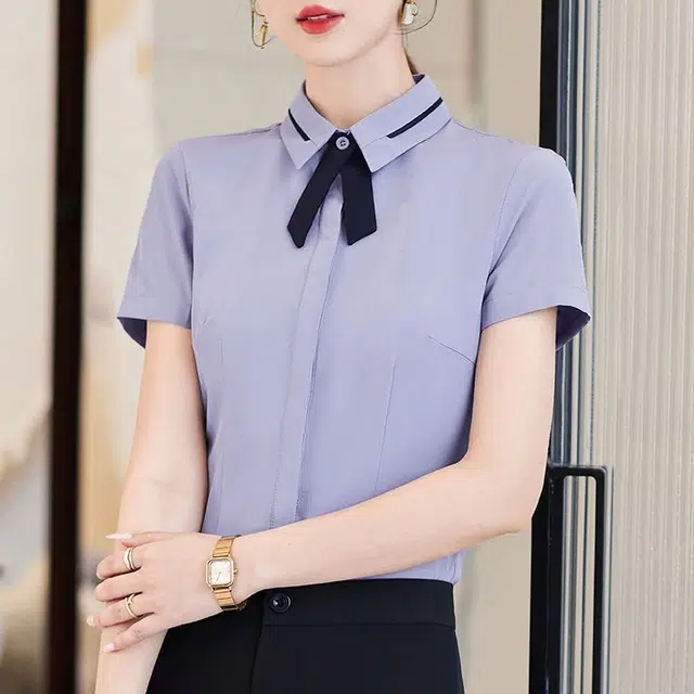 唐娜姿兰 新款工作服短袖衬衫 女款