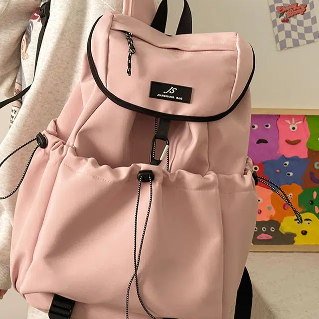 伊曼家 日韩简约时尚小清新小众轻便大容量百搭 尼龙布 双肩包 女款 粉色/蓝色/白色/黑色