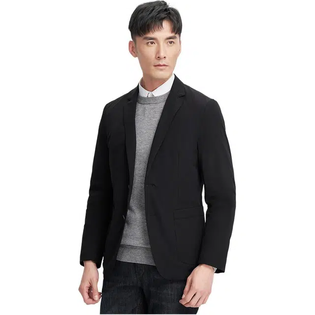 才子 修身微弹纯色商务休闲羽绒服 男款 黑色