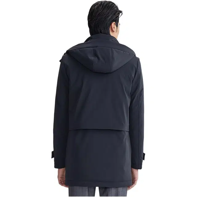 才子 温暖抗寒保暖加厚可拆卸帽纯色羽绒服 男款