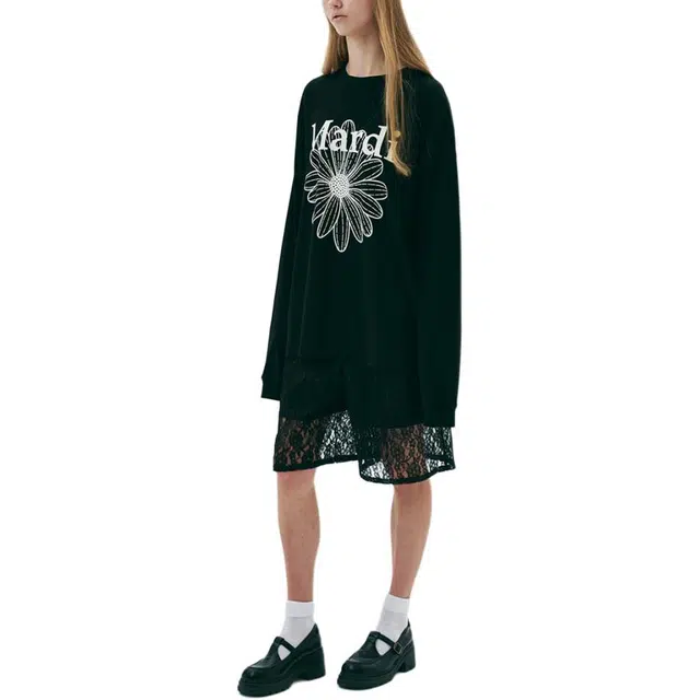 MARDI MERCREDI SS25 UNISEX TSHIRT LONG SLEEVE FLOWERMARDI_BLACK IVORY T