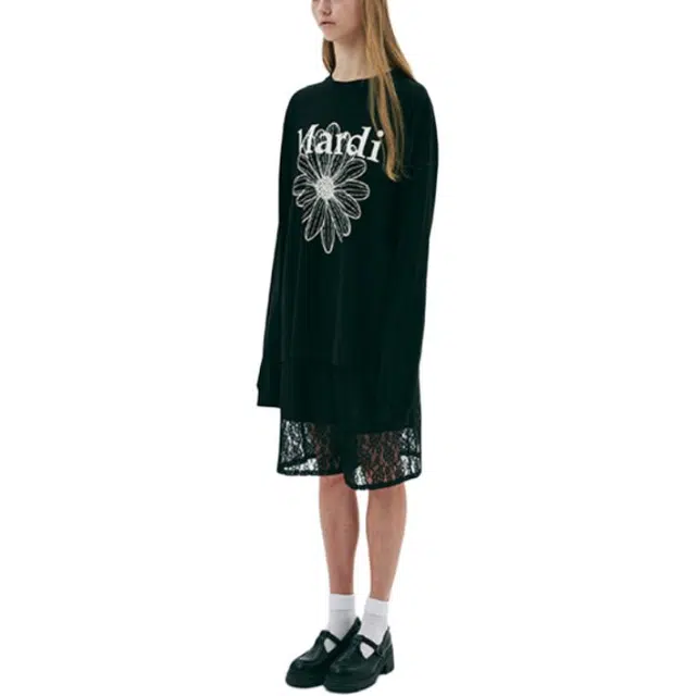 MARDI MERCREDI SS25 UNISEX TSHIRT LONG SLEEVE FLOWERMARDI_BLACK IVORY T