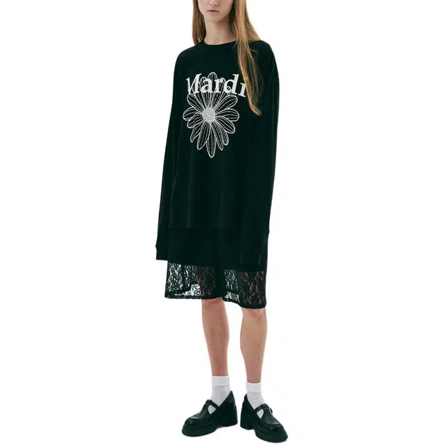 MARDI MERCREDI SS25 UNISEX TSHIRT LONG SLEEVE FLOWERMARDI_BLACK IVORY T