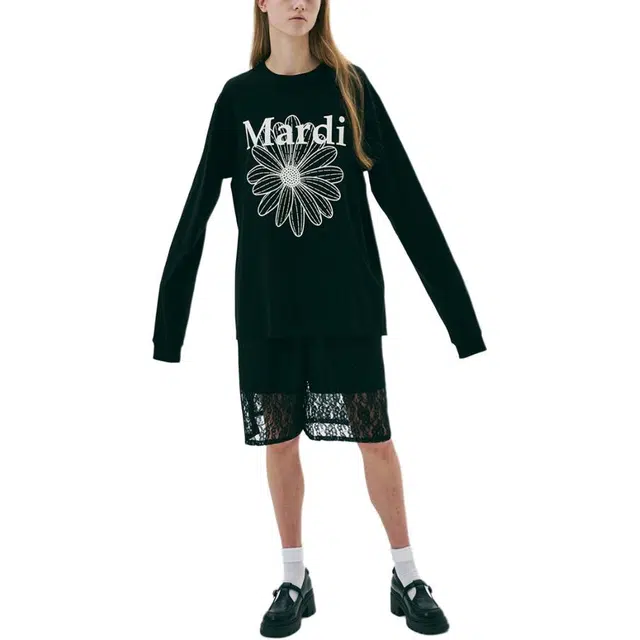 MARDI MERCREDI SS25 UNISEX TSHIRT LONG SLEEVE FLOWERMARDI_BLACK IVORY T