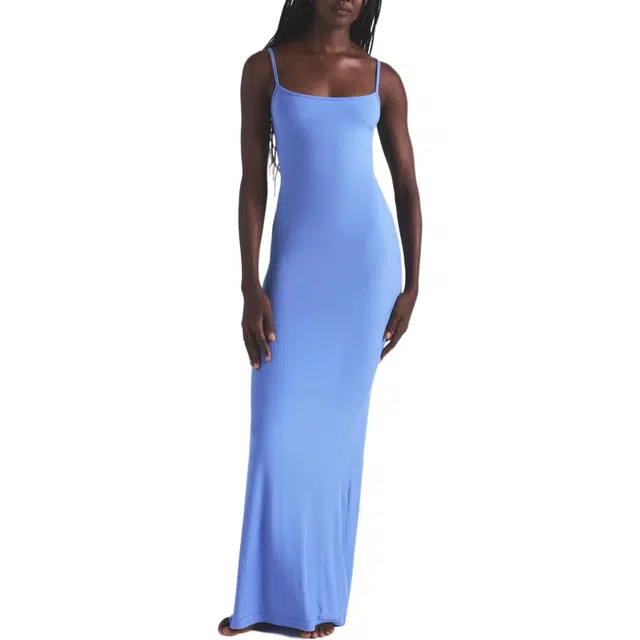 SKIMS SS25 SOFT LOUNGE LONG SLIP DRESS CIELO