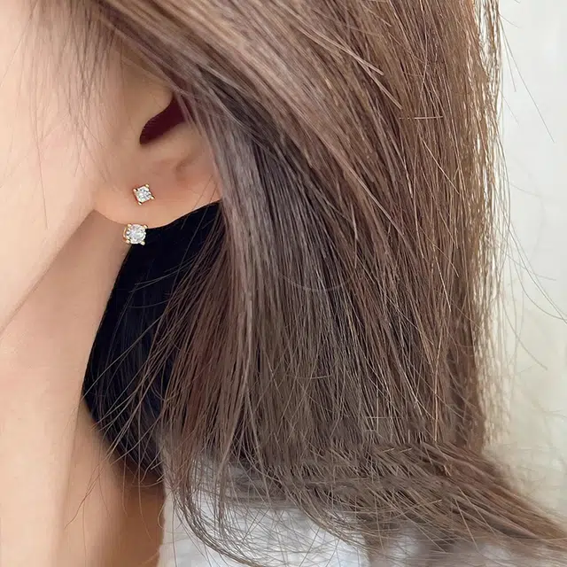 韵系 精致后挂式 铜镀金 耳钉 女款