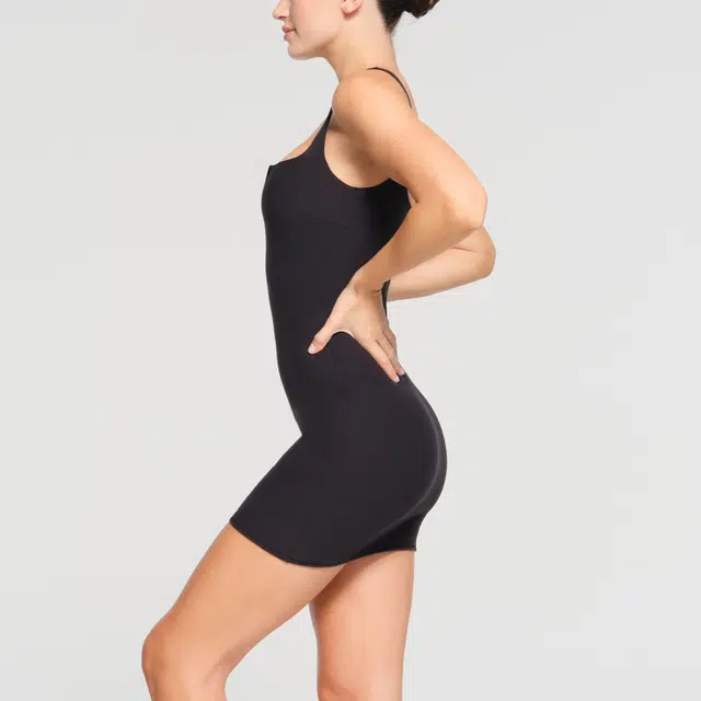 SKIMS SS24 RAW EDGE SLIT FRONT MINI DRESS ONYX
