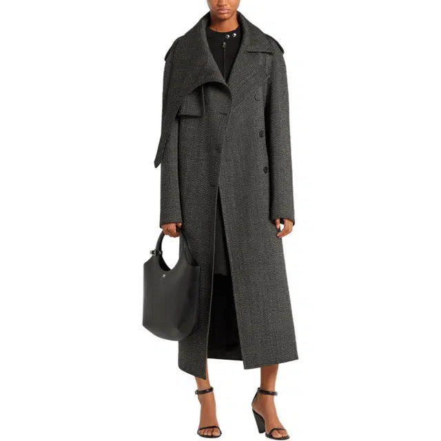 COURREGES FW25 OBLIQUE CAVIAR WOOL TRENCH COAT