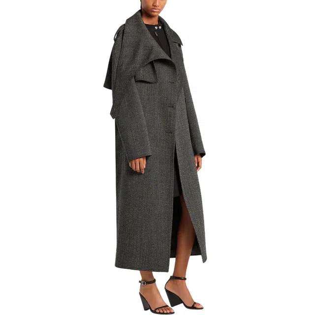 COURREGES FW25 OBLIQUE CAVIAR WOOL TRENCH COAT