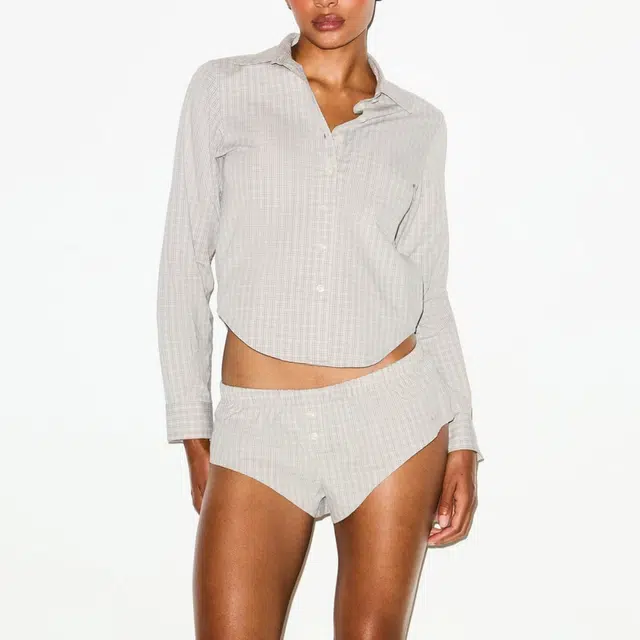 SKIMS COTTON POPLIN MICRO SHORT SLEEP SET