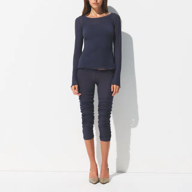 SKIMS SHEER RIB LONG SLEEVE CREW NECK TOP FW25T