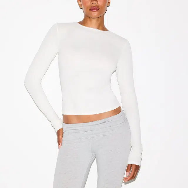 SKIMS DROP NEEDLE POINTELLE LONG SLEEVE TOP FW25T