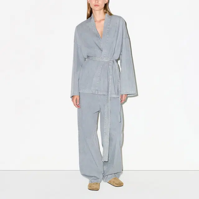 SKIMS FW25 WOVEN LOUNGE OVERSIZED WRAP TOP