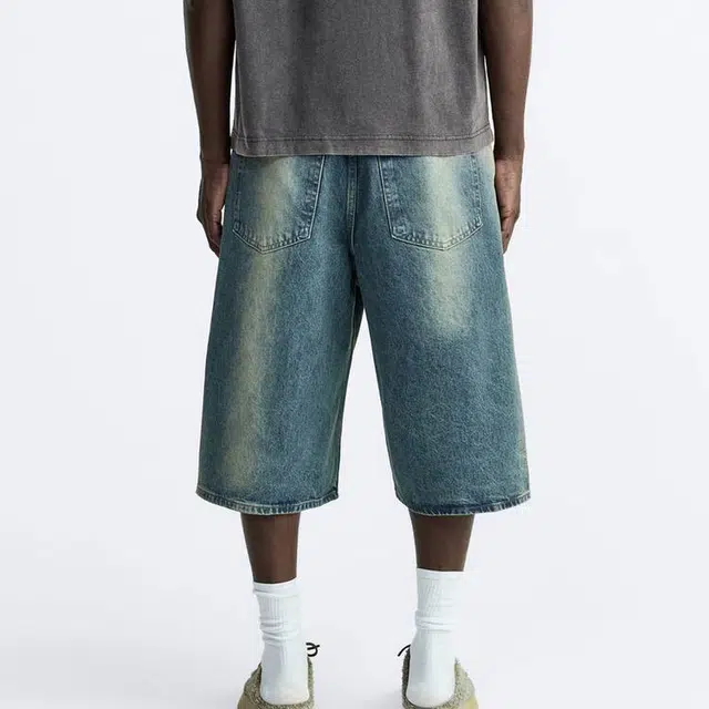 ZARA Relaxed Denim Shorts Blue