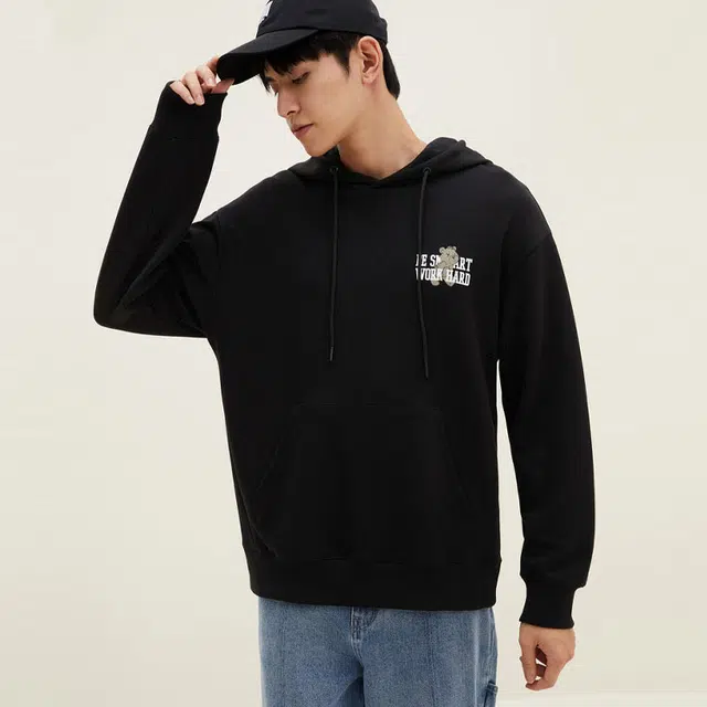 森马 时尚连帽休闲宽松舒适小熊印花长袖卫衣 男款