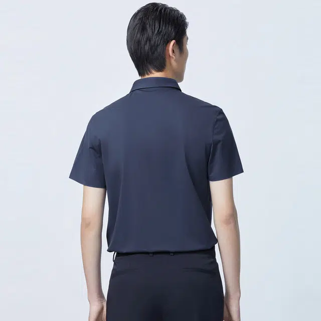 依文 休闲舒透气商务短袖衬衫 男款 藏蓝色