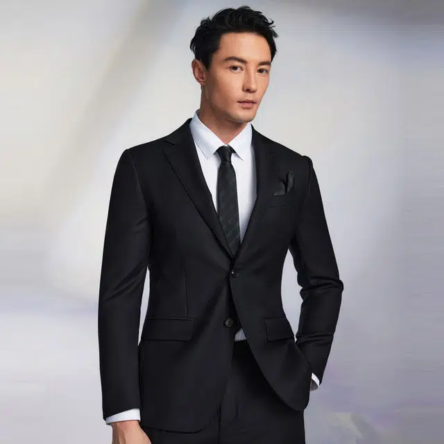 依文 时尚休闲简约长袖西装 男款 黑色