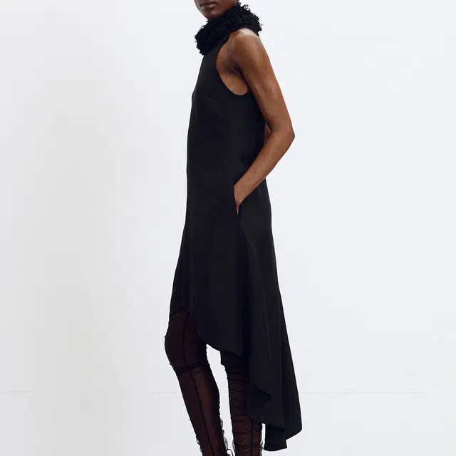 RECTO SS25 FRINGE COLLAR HALTER NECK DRESS
