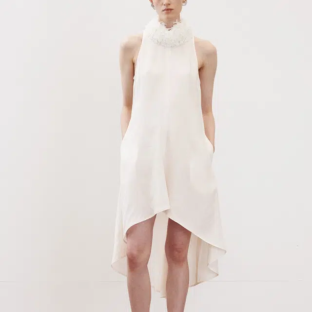 RECTO SS25 FRINGE COLLAR HALTER NECK DRESS