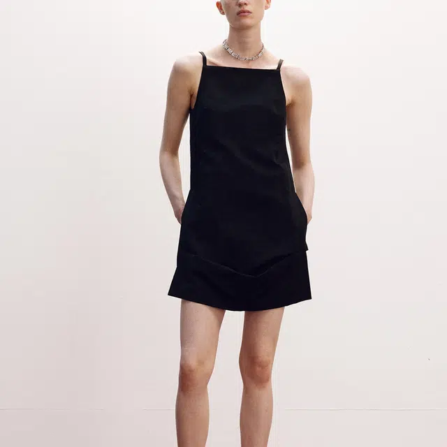 RECTO SS25 FOLDED DETAIL NYLON MINI DRESS