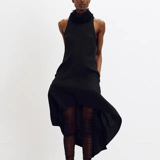 RECTO SS25 FRINGE COLLAR HALTER NECK DRESS