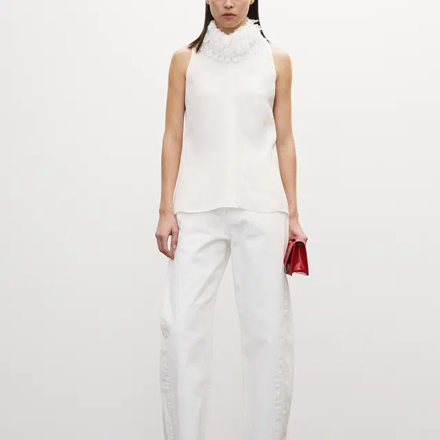 RECTO SS25 FRINGE COLLAR HALTER NECK TOP